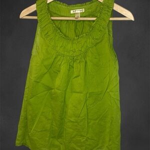 100% Cotton Banana Republic Vibrant Green Ruffle Blouse